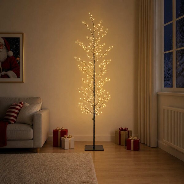 Karácsonyi LED-es nyírfa Fekete 20 x 20 x 180 cm Acél 459 LED