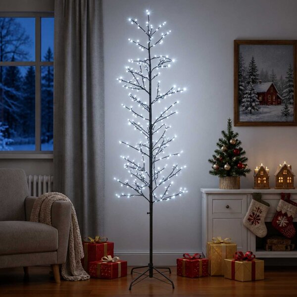 Karácsonyi LED-es nyírfa Fekete 47 x 210 cm Acél 567 LED