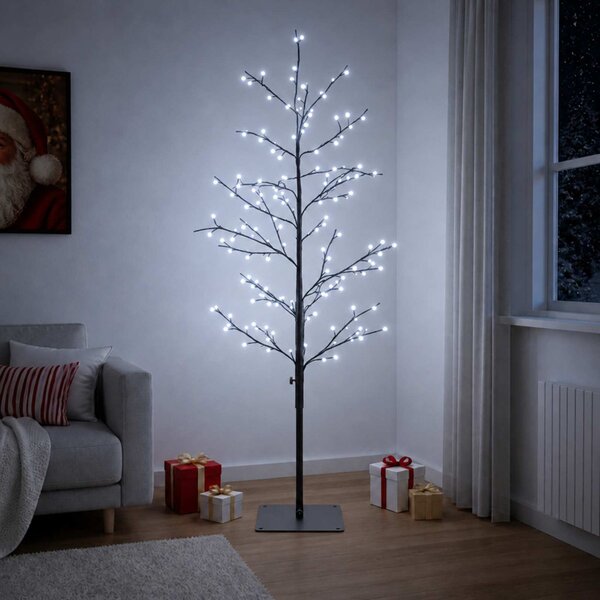 Karácsonyi LED-es nyírfa Fekete 18 x 18 x 150 cm Acél 360 LED