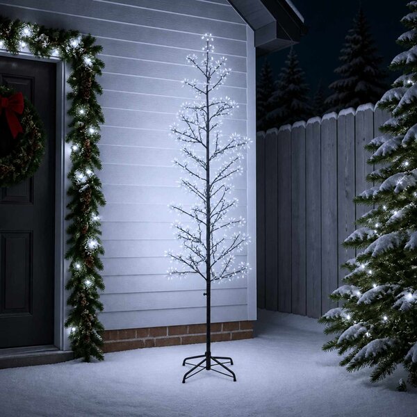 Karácsonyi LED-es nyírfa Fekete 47 x 210 cm Acél 567 LED