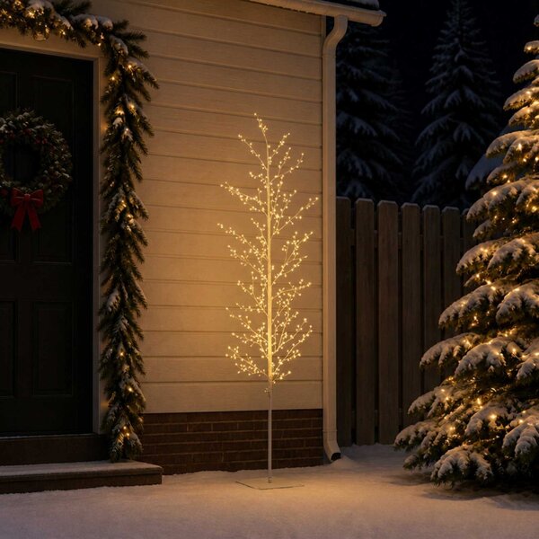 Karácsonyi LED-es nyírfa Fehér 20 x 20 x 180 cm Acél 459 LED