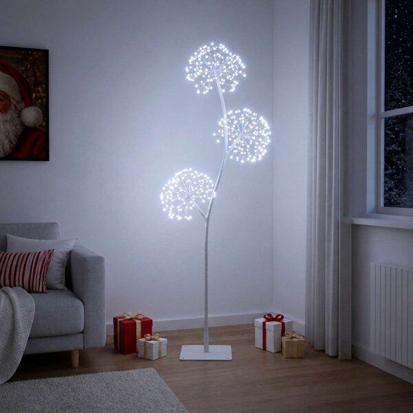 S-alakú LED-es karácsonyfa Fehér 18 x 18 x 120 cm Acél 504 LED
