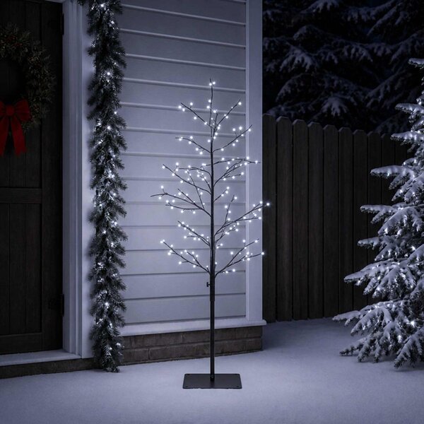 Karácsonyi LED-es nyírfa Fekete 18 x 18 x 150 cm Acél 360 LED