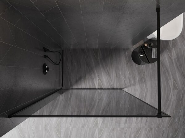Mexen Kioto-XF Walk-in zuhanyfal kerettel 110 x 202 cm, grafit 10 mm, fekete - 800-110-104-70-40-X