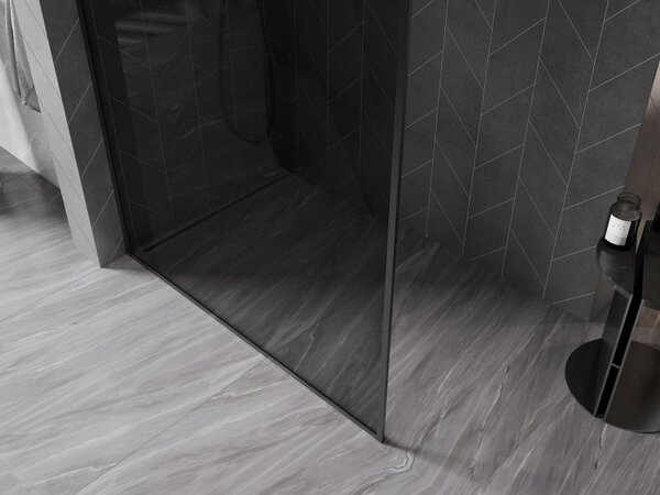 Mexen Kioto-XF Walk-in zuhanyfal kerettel 110 x 202 cm, grafit 10 mm, fekete - 800-110-104-70-40-X