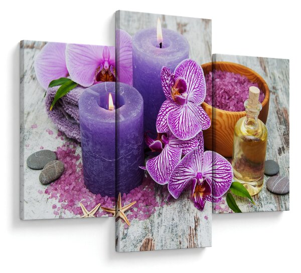 Orchideák és gyertyák képe (90x60 cm)