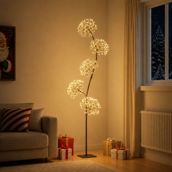 S-alakú LED-es karácsonyfa Fekete 20 x 20 x 175 cm Acél 840 LED