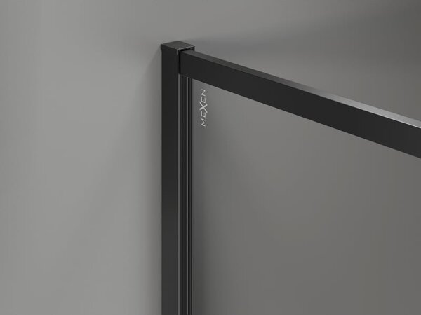 Mexen Kioto-XF Walk-in zuhanyfal kerettel 110 x 202 cm, grafit 10 mm, fekete - 800-110-104-70-40-X