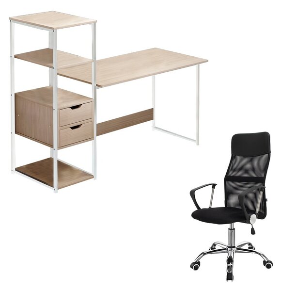 Irodai bútor szett 2 db, Gloryn, Pako World, fekete, 107x40x110 cm, íróasztal és irodai szék