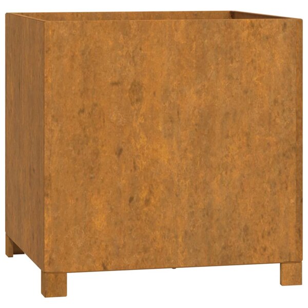 Rozsda színű corten acél növénytartó lábbal 50 x 50 x 50 cm