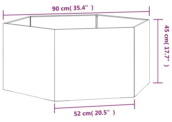 Rozsda színű corten acél növénytartó 90 x 90 x 45 cm