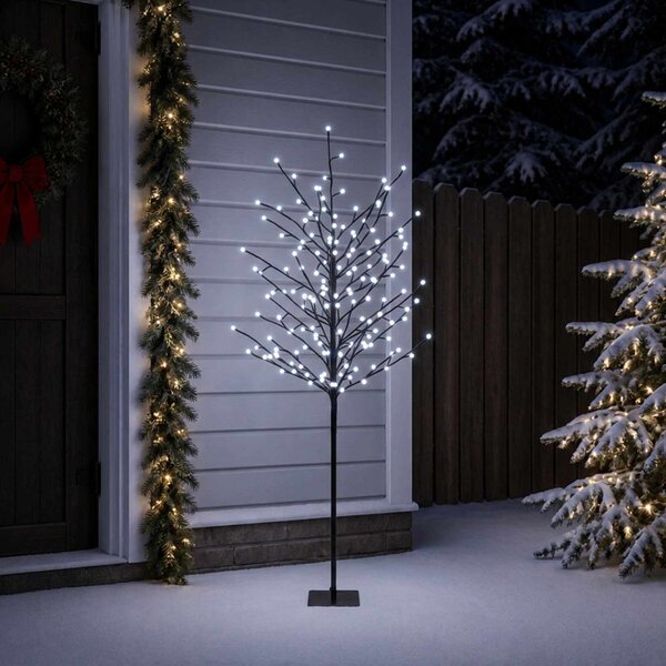 LED-es gömb karácsonyfa Fekete 150 cm Acél 185 LED
