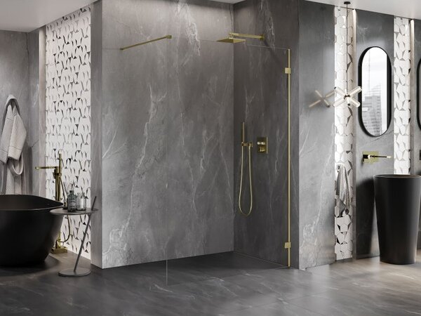 Mexen Lunar zuhanyfal Walk-in jobb 60 x 200 cm, átlátszó 8 mm, arany - 830-060-000-50-00-P