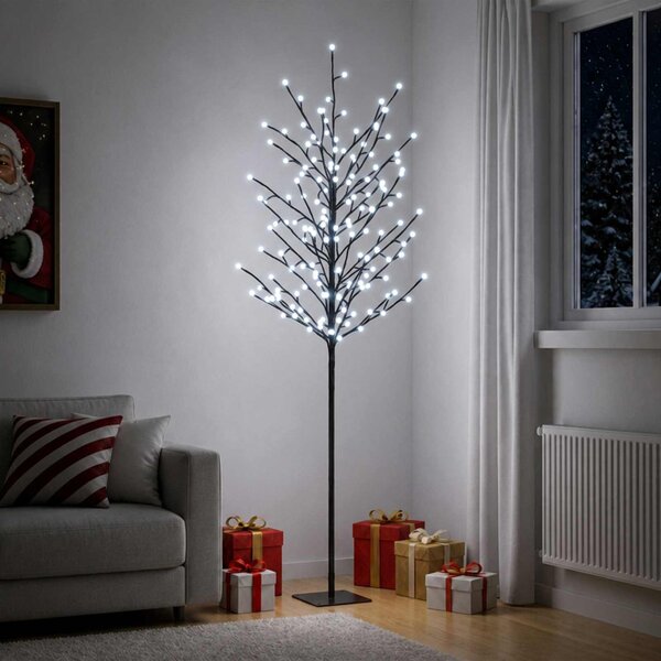 LED-es gömb karácsonyfa Fekete 180 cm Acél 220 LED