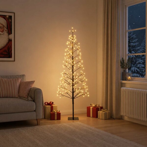 LED-es karácsonyfa Fekete 150 cm Acél 164 LED