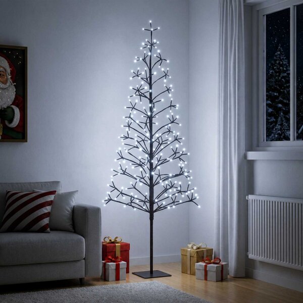 LED-es karácsonyfa Fekete 180 cm Acél 196 LED