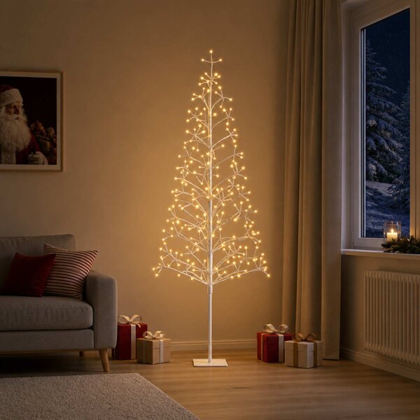 LED-es karácsonyfa Fehér 20 x 20 x 180 cm Acél 196 LED