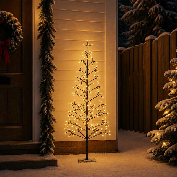 LED-es karácsonyfa Fekete 150 cm Acél 164 LED
