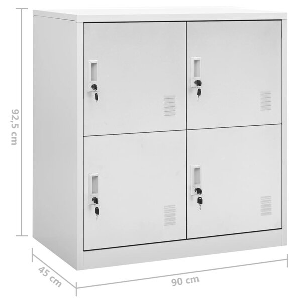 2 db világosszürke acél zárható szekrény 90 x 45 x 92,5 cm
