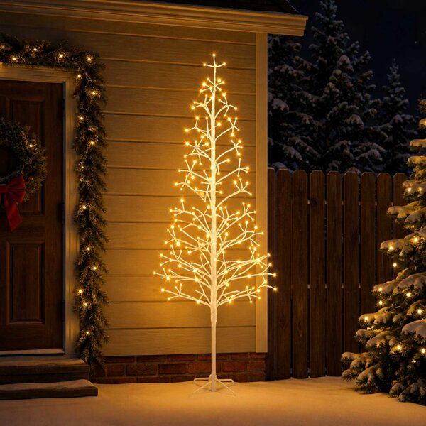 LED-es karácsonyfa Fehér 210 cm Acél 228 LED