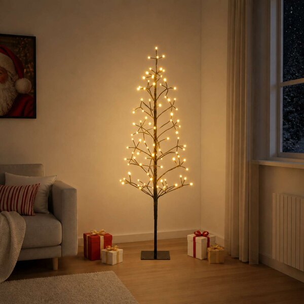 LED-es karácsonyfa Fekete 18 x 18 x 120 cm Acél 140 LED
