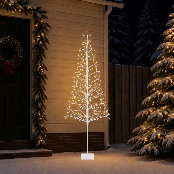 LED-es karácsonyfa Fehér 20 x 20 x 180 cm Acél 196 LED