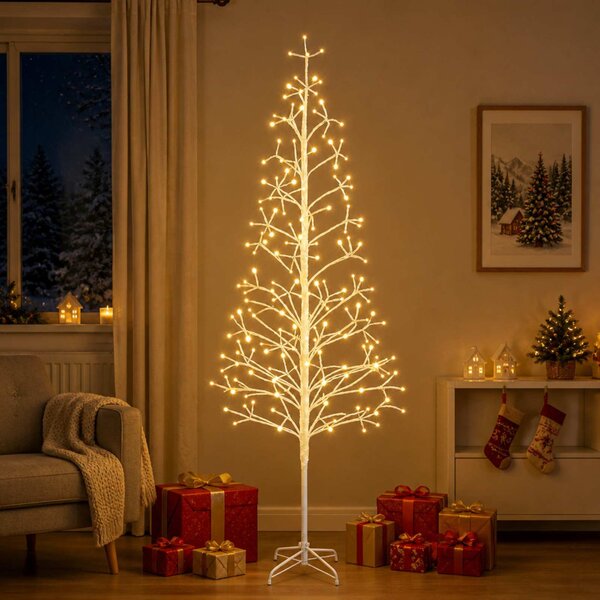 LED-es karácsonyfa Fehér 210 cm Acél 228 LED