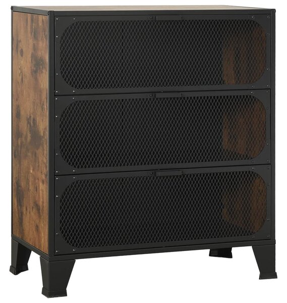 2 db rusztikus barna fém és MDF tárolószekrény 72 x 36 x 82 cm
