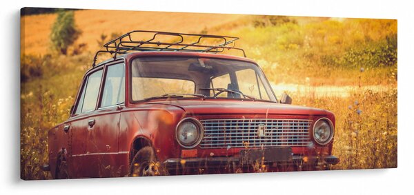 Autó a mezőben képe (120x50 cm)