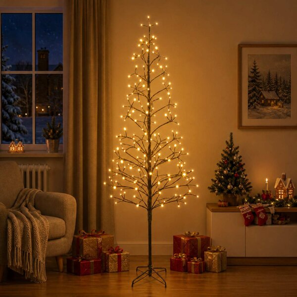LED-es karácsonyfa Fekete 240 cm Acél 268 LED