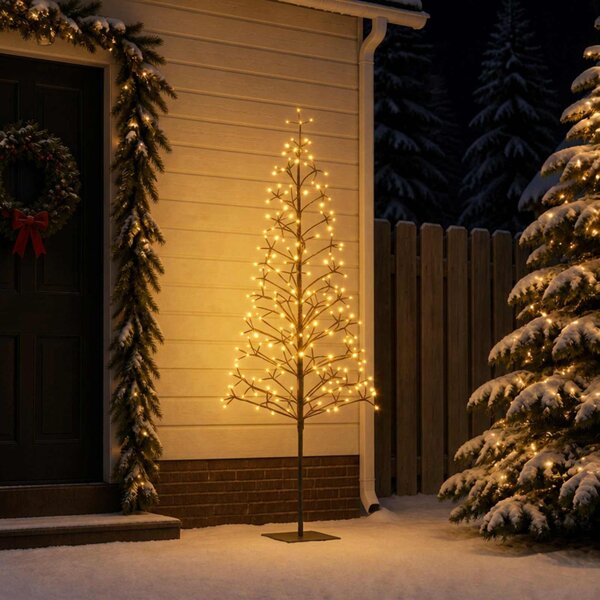 LED-es karácsonyfa Fekete 20 x 20 x 180 cm Acél 196 LED