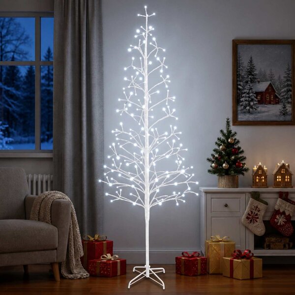 LED-es karácsonyfa Fehér 47 x 210 cm Acél 228 LED