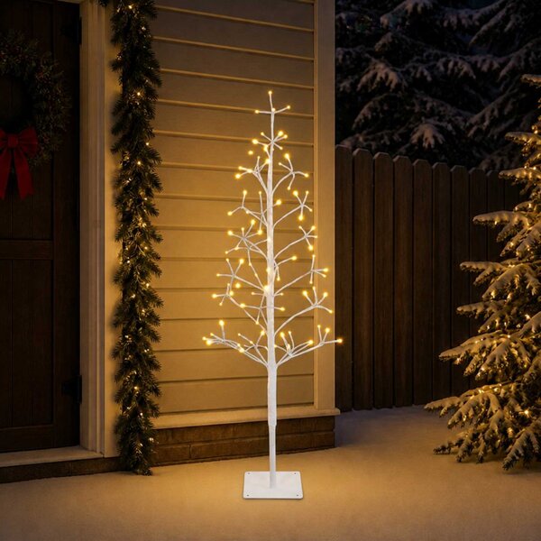 LED-es karácsonyfa Fehér 18 x 18 x 120 cm Acél 140 LED