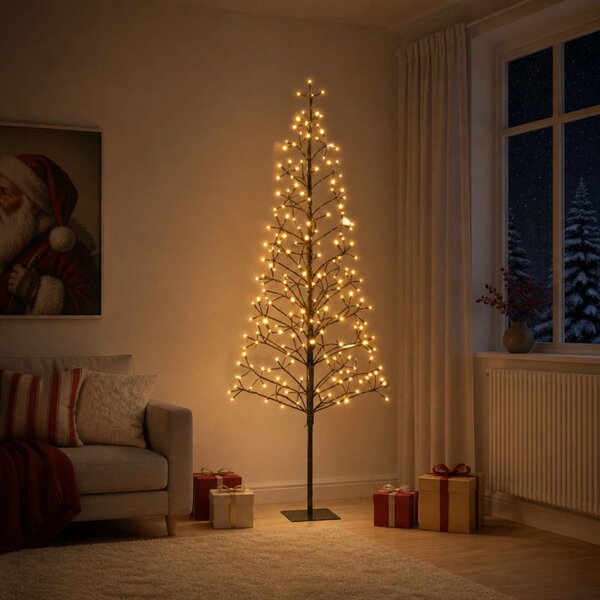 LED-es karácsonyfa Fekete 20 x 20 x 180 cm Acél 196 LED