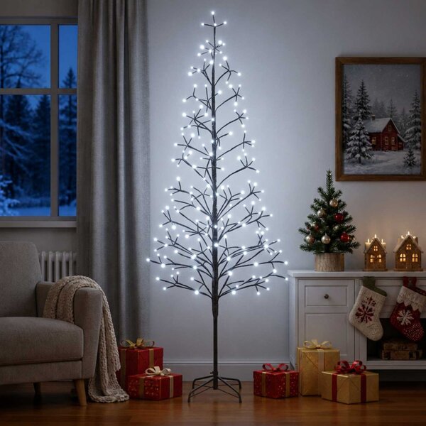 LED-es karácsonyfa Fekete 47 x 210 cm Acél 228 LED
