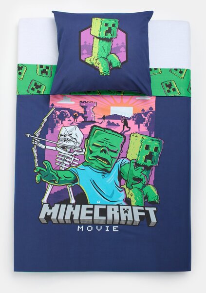 Sinsay - Kétoldalas ágynemű szett Minecraft - tengerészkék