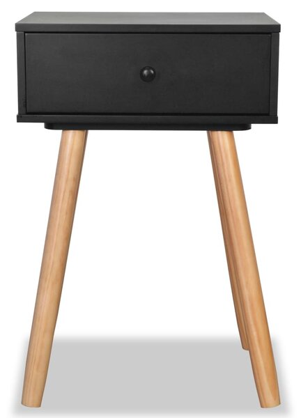 2 db fekete, tömör fenyőfa éjjeliszekrény 40 x 30 x 61 cm