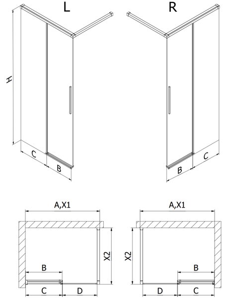 Mexen Rox Walk-in zuhanyfal 70 x 200 cm, átlátszó 8 mm, króm - 8C2-070-003-01-00