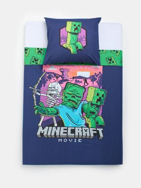 Sinsay - Kétoldalas ágynemű szett Minecraft - tengerészkék