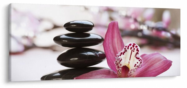 Masszázs kövek és orchideák képe (120x50 cm)