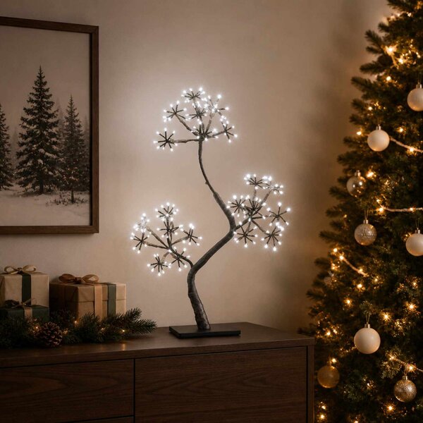 S-alakú LED-es karácsonyfa 2 db Fekete 18 x 18 x 45 cm Műanyag