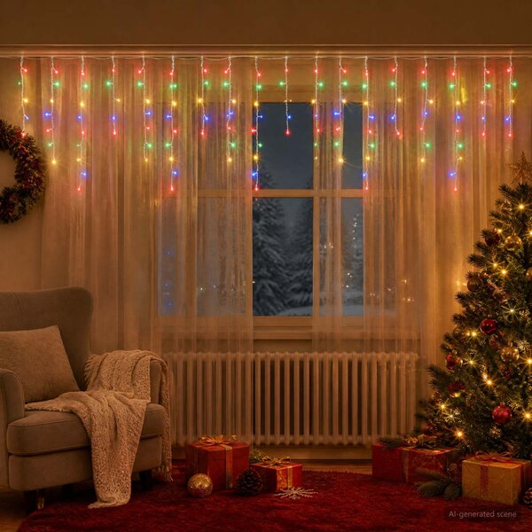 Fényfüggöny 210 LED Többszínű 500 x 72 cm