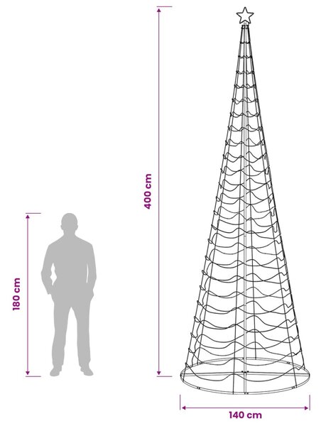 LED spirál karácsonyfa talppal EKENAS 400 cm 588 LED Többszínű