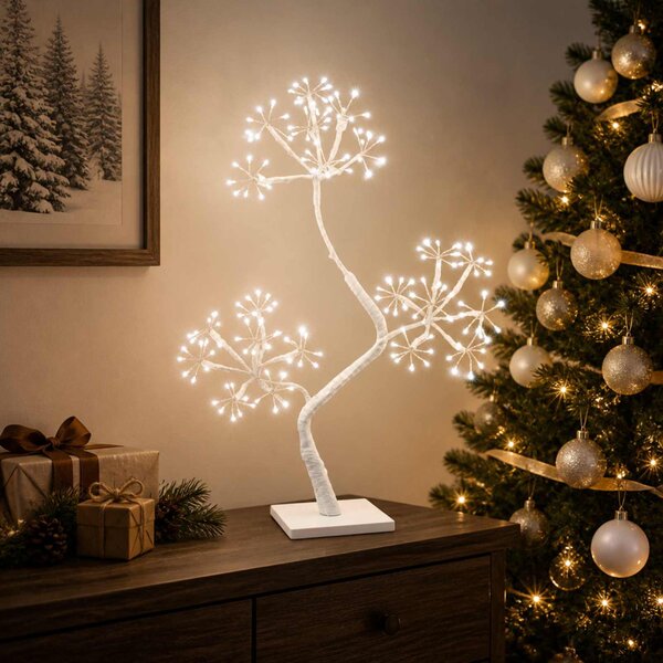 S-alakú LED-es karácsonyfa 2 db Fehér 18 x 18 x 45 cm Acél