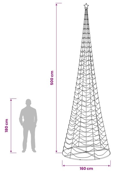 LED spirál karácsonyfa talppal EKENAS 500 cm 868 LED Többszínű