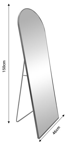 Álló tükör, Lorens, Pako World, Fekete, 46x2.5x150 cm