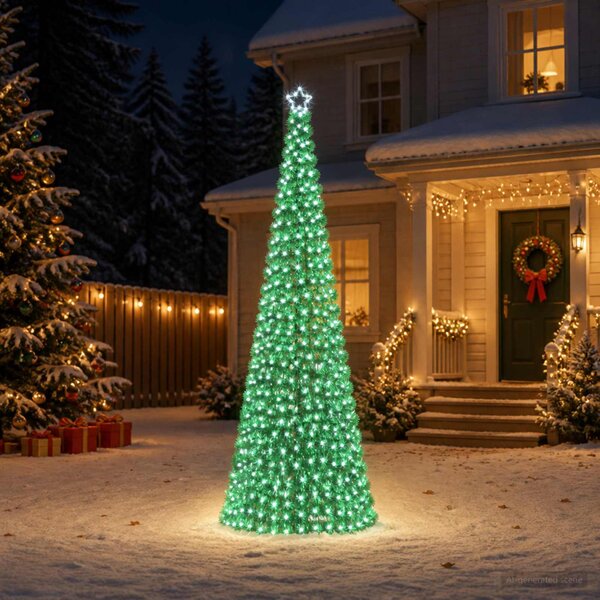 LED-es csillogó karácsonyfa földnyárssal EKENAS 300 cm 475 LED