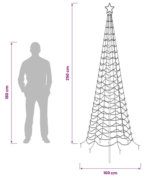 Spirális LED karácsonyfa földbe szúrható tüskével EKENAS 250 cm