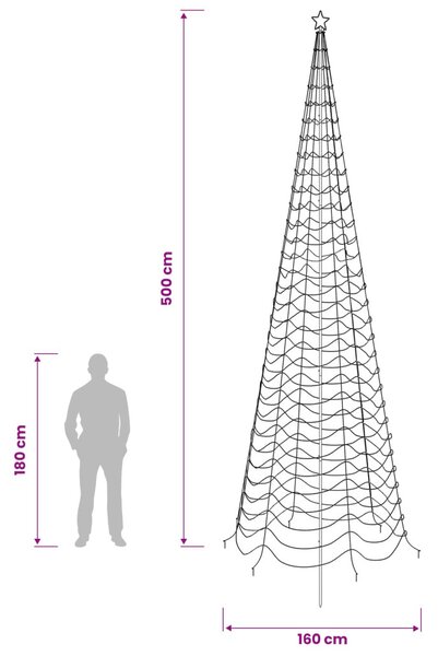 Spirális LED karácsonyfa földbe szúrható tüskével EKENAS 500 cm