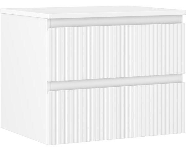Mexen Rivel, fürdőszobaszekrény 60 cm munkalappal, 2 fiókkal, hornyolt, matt fehér, 91A20-06047-2-BFFC01